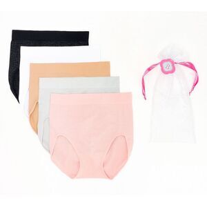 Breezies Women's Panties Sz S Sparkle Stripe Seamless Brief Tan/Beige A645444